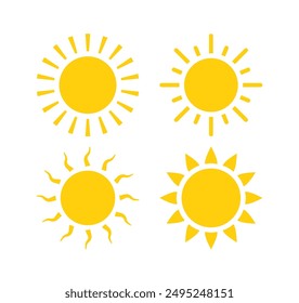 Sun vector icon summer symbol graphic design. Sun icon isolated