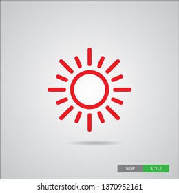 Sun Vector Icon. A symbol  of the good weather and the sky on white isolated background. Sunny sign.