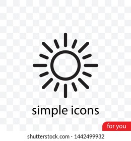 Sun Vector Icon. A symbol  of the good weather and the sky on white isolated background. Sunny sign. The symbol of the sun.