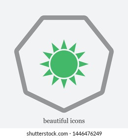 Sun Vector Icon. The symbol of the sun. A symbol of the good weather and the sky on a white isolated background. Sunny sign.
