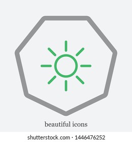 The Sun Vector Icon. The symbol of the Sun. A symbol of the good weather and the sky on a white isolated background. Sunny sign.