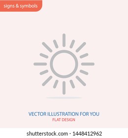 Sun Vector Icon. A symbol of the good weather and the sky on white isolated background. Sunny sign. The symbol of the sun.
