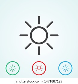 The Sun Vector Icon. The symbol of the Sun. A symbol of the good weather and the sky on a white isolated background. Sunny sign.