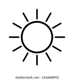 Sun Vector Icon. A symbol of the good weather and the sky on white isolated background.