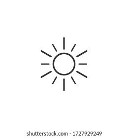Sun Vector Icon. A symbol of the good weather and the sky on white isolated background.Sunshine icon.