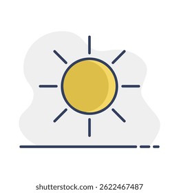 Ícone de vetor do Sol. Símbolo do bom tempo. Sinal de meteorologia. Símbolo gráfico para viagens, turismo e tempo web site e apps design, logo, app, UI
