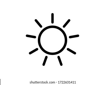 Sun vector icon. The symbol sun shine icon for web site. Illustration the weather is sunny for mobile apps. Pictogram sun. Minimalist icon weather, sun con