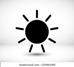 Sun-Vektor-Symbol Das Symbol Sonne scheint Ikone für Website. Illustration das Wetter ist sonnig für mobile Apps. Piktogramm Sonne. Minimalistisches Ikone-Wetter, Sonnenkatze