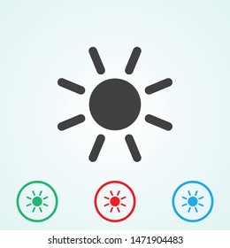 The Sun Vector Icon. A symbol of the sky and the good weather on white isolated background. Sunny sign.