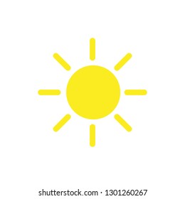 Sun vector icon. Yellow sun logo on white background.