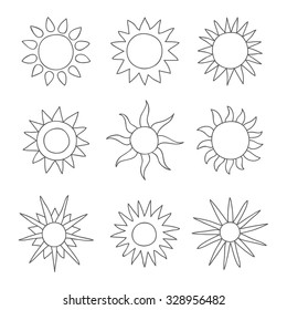 Sun. Vector icons, hand-drawn.