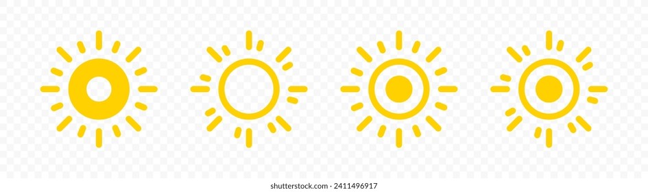 Sun vector icons. Sun simple icons collection. Sunshine symbols