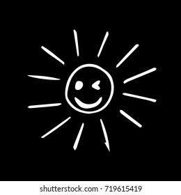 Sun vector illustration. Doodle style. Design icon, print, logo, poster, symbol, decor, textile, paper