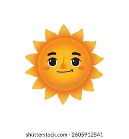 Sun Vector Illustration, Sun With Face Vector Image, Cute Sun With Smile Face Image Vector.