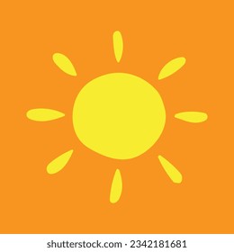 sun vector illustration isolated on orange background
