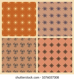 Sun vector illustration on a seamless pattern background. Set of elements
