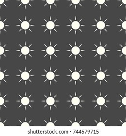 Sun vector illustration on a seamless pattern background. Set of elements