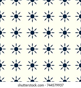 Sun vector illustration on a seamless pattern background. Set of elements