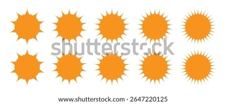 Sun Vector Illustration. Star Starburst Sunburst Icon Symbol. Warm Rise Stock Illustrations