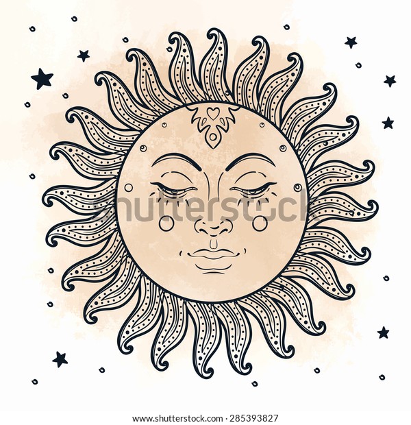 Download Sun Vector Illustration Vintage Engraving Style Stock Vector (Royalty Free) 285393827