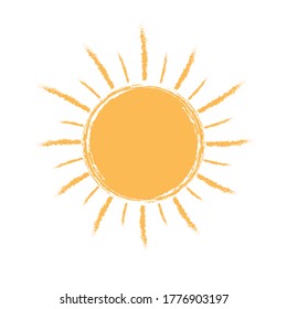 Sonne. Vektorgrafik für Wetter-, Natur- oder Kinderdesign einzeln auf weißem Hintergrund