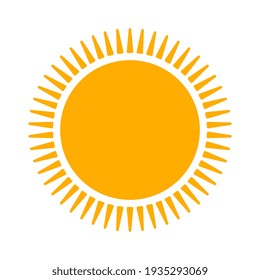 Sun vector illustration, yellow sunshine icon, sunny symbol isolated on white background