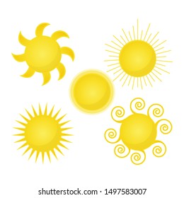 Sun Vector isolated summer icon set design. Vector yellow sun symbol. l