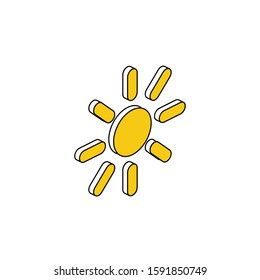 Sun vector line, 3d stroke isometric, color web icon, new flat style. Creative illustration design, abstract idea for infographics.