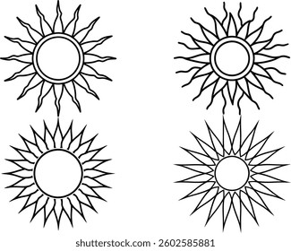 Sun vector Line Art Icon Collection