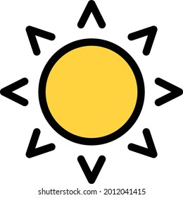 sun vector line colour icon