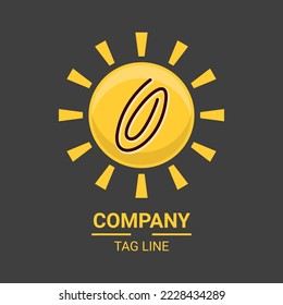 Sun Vector Logo Design With Circle In Center And Gray Background