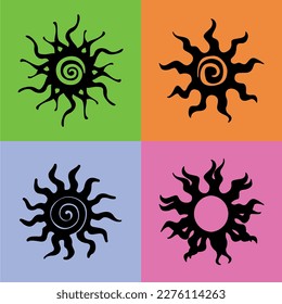 Sun vector mayan solar system sol ethnic pattern element template clip art sticker vector graphic design