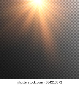 Sun Vector On Transparent Background. Sun Rays With Transparency. Beams. Lens Flare.