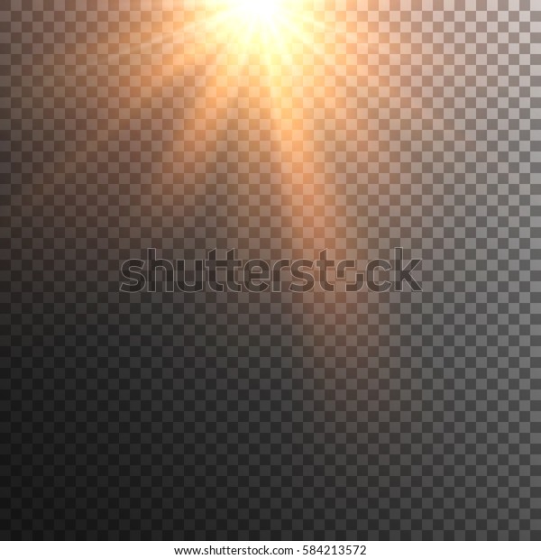 透明背景上的太阳矢量 透明度太阳光线 横梁 镜头耀斑 库存矢量图 免版税