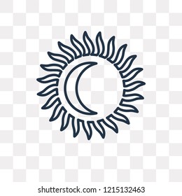 Sun vector outline icon isolated on transparent background, high quality linear Sun transparency concept can be used web and mobile