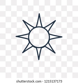 Sun vector outline icon isolated on transparent background, high quality linear Sun transparency concept can be used web and mobile