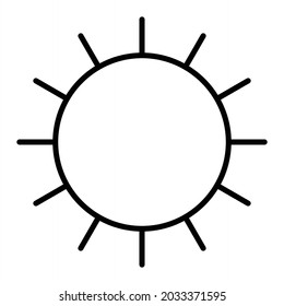 Sun Vector Outline Icon Isolated On White Background

