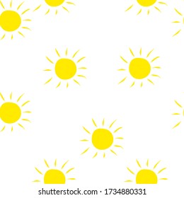 Sun vector seamless pattern background. Art continuous positive illustration. Hand drawn abstract art modern