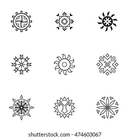 Sun vector set. Simple sun shape illustration, editable elements, can be used in logo design