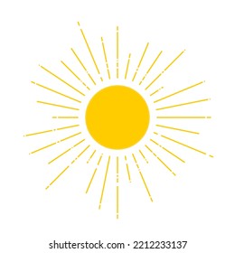 Sun vector. Simple sunrays illustration. Sunny weather symbol sunburst.