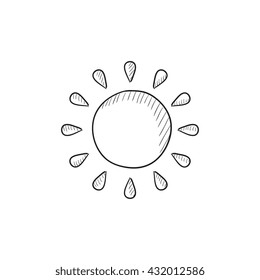 Sun vector sketch icon isolated on background. Hand drawn Sun icon. Sun sketch icon for infographic, website or app.