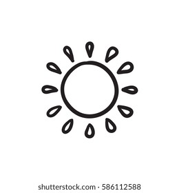 Sun vector sketch icon isolated on background. Hand drawn Sun icon. Sun sketch icon for infographic, website or app.