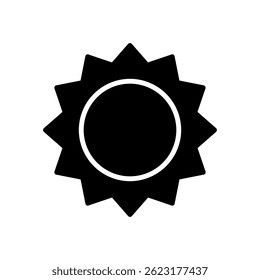 Sun Vector for Solar Energy and Natural Light. Bright sunlight illustration. Renewable source and environmental resource concept. Glyph Icon