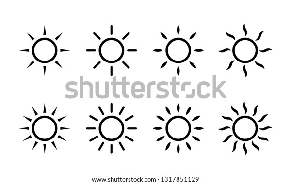 サンベクターの太陽の線のアイコン 光線または日光の光線と単純な太陽のアイコン のベクター画像素材 ロイヤリティフリー