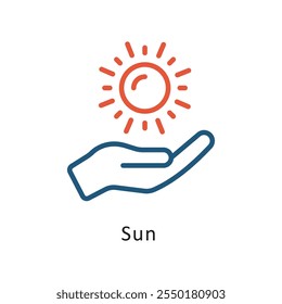 Sun Vector Two Color Outline IconIcon. Eps 10 file