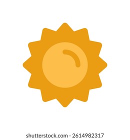 Sun Vector for Weather and Seasonal Light. Bright sun illustration, autumn warmth concept, clear sky design. Flat Icon