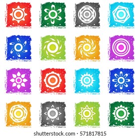 sun vector web icons in grunge style for user interface design