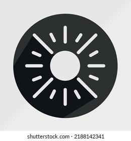 El vector Sun, icono blanco en el círculo negro