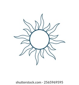 Sun vintage frame template, sun tattoo design sketch vector outline. Element for creating a logo pattern