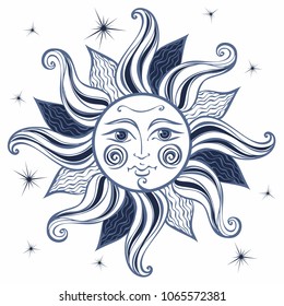 
Sun. Vintage style. Astrology. Ethnic. Pagan. Boho Style.  Vector